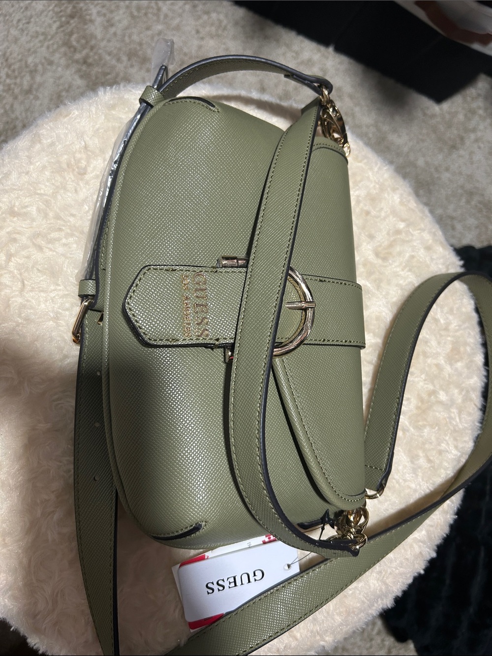Guess Olive Crossbody Bag with Gold Hardware